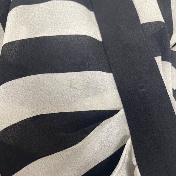 BCBGMaxAzria Womens Black & White Striped Silk Open-Back Blouse Size S - Picture 6 of 7